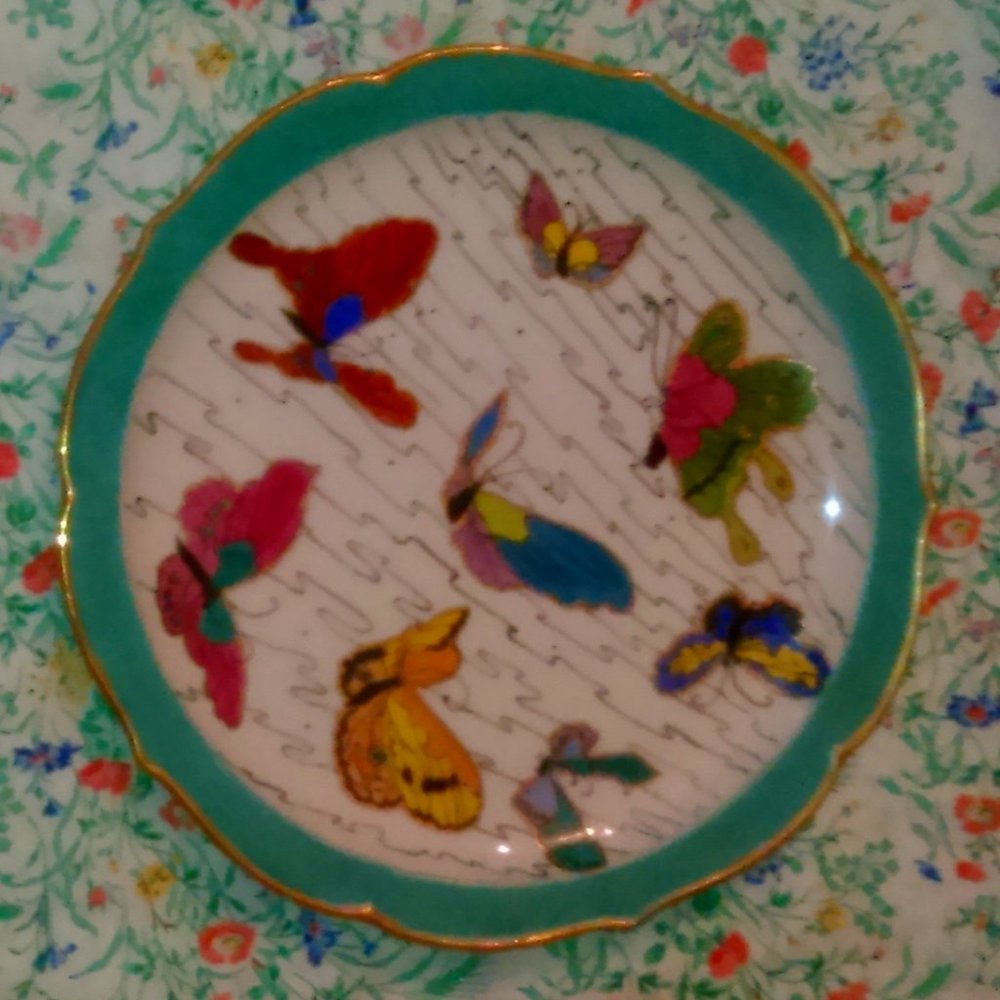 Handpainted butterfly plate/trinket tray